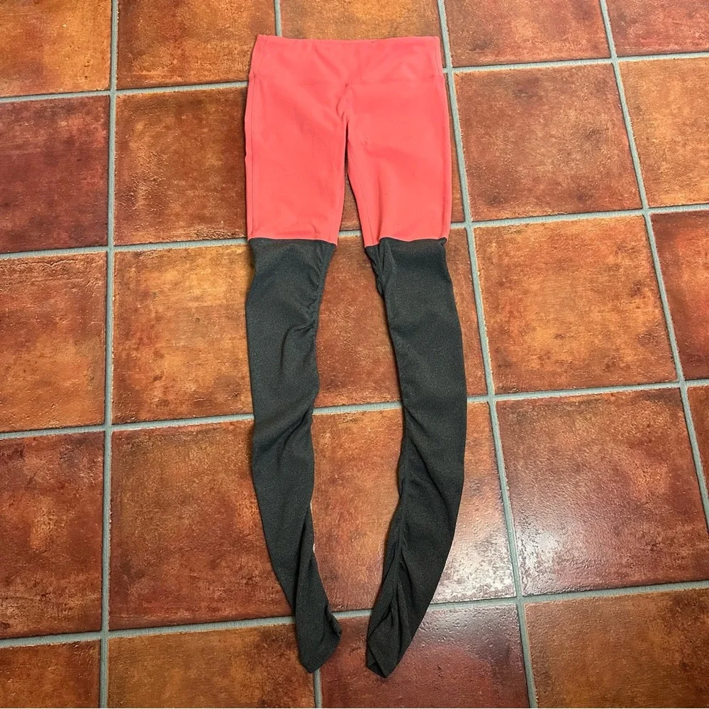 Alo Yoga Goddess Coral and Black Leggings